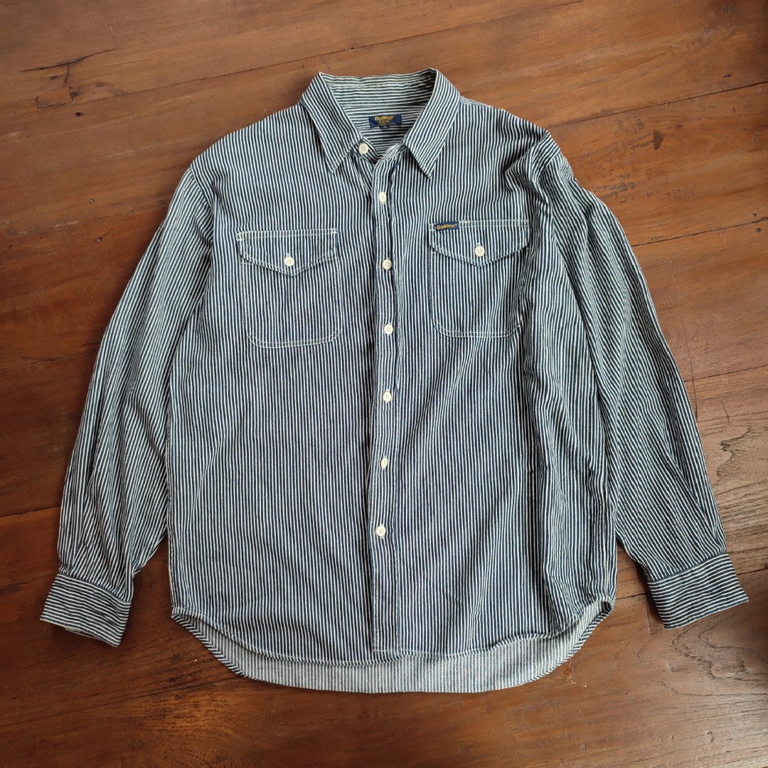 Oshkosh Wabash denim shirt hickory stripe Shirt western Shirt Chambray ...