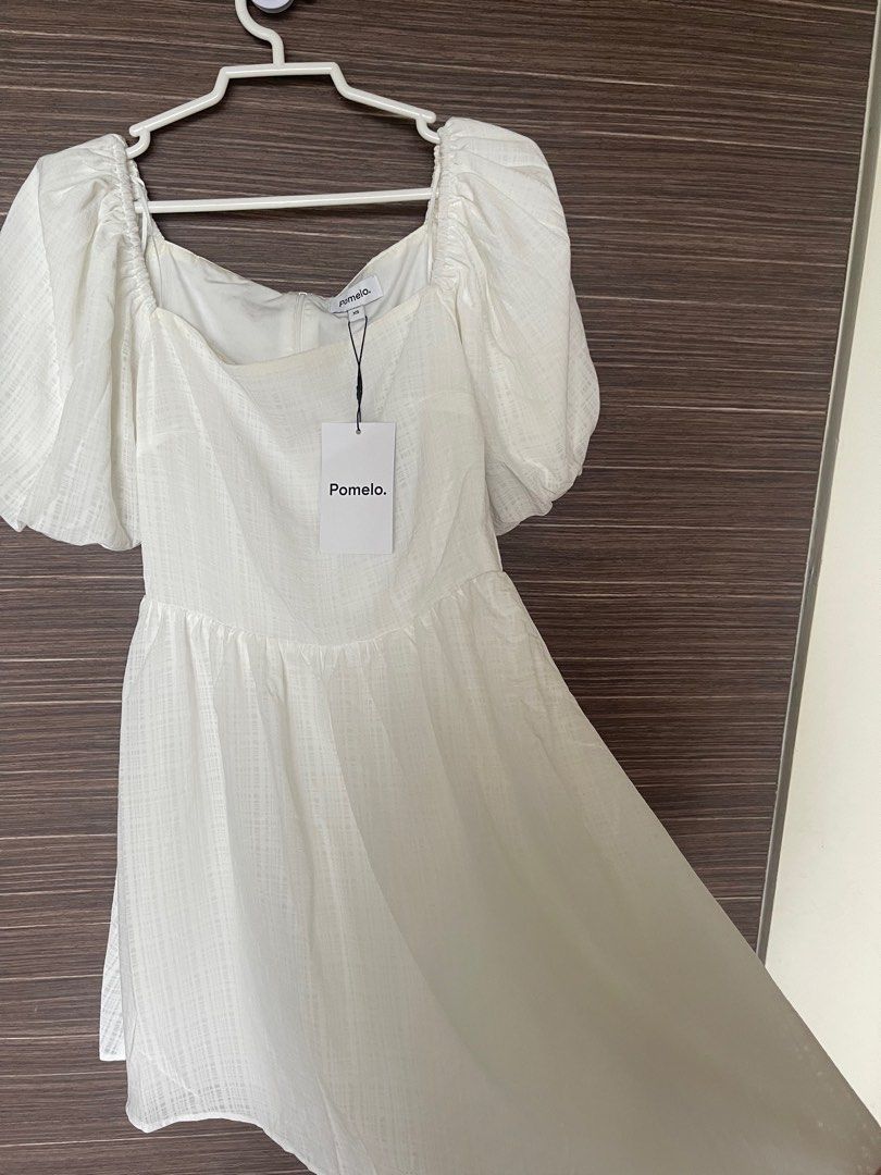 Pomelo White puff sleeve dress, Women's Fashion, Dresses & Sets