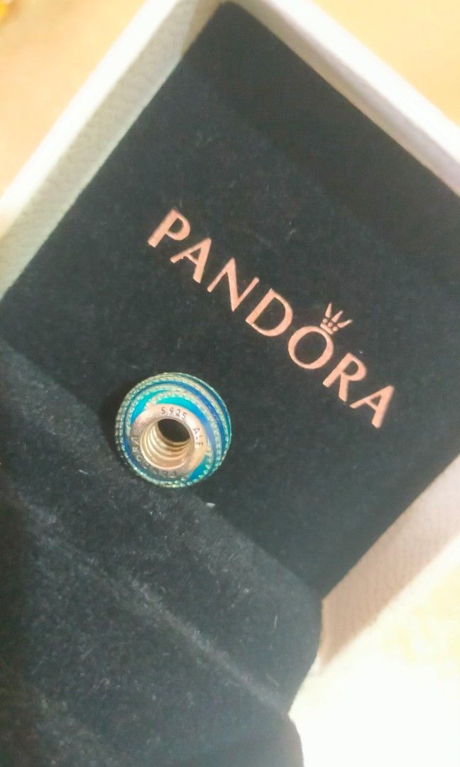 Preloved Pandora Blue Swirls Charm polish cloth Free postage promo