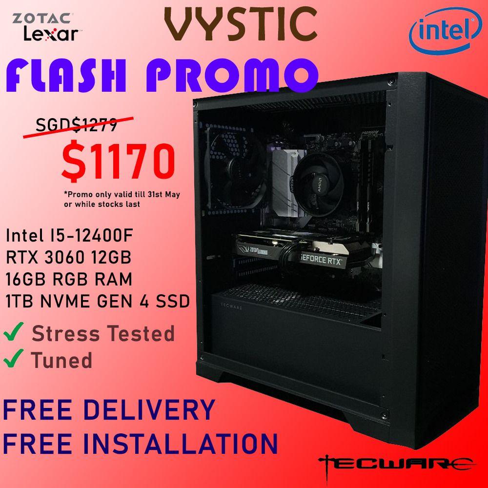 PROMO I5 12400F 3060 12GB 16GB RAM GAMING PC CUSTOM GAMING PC