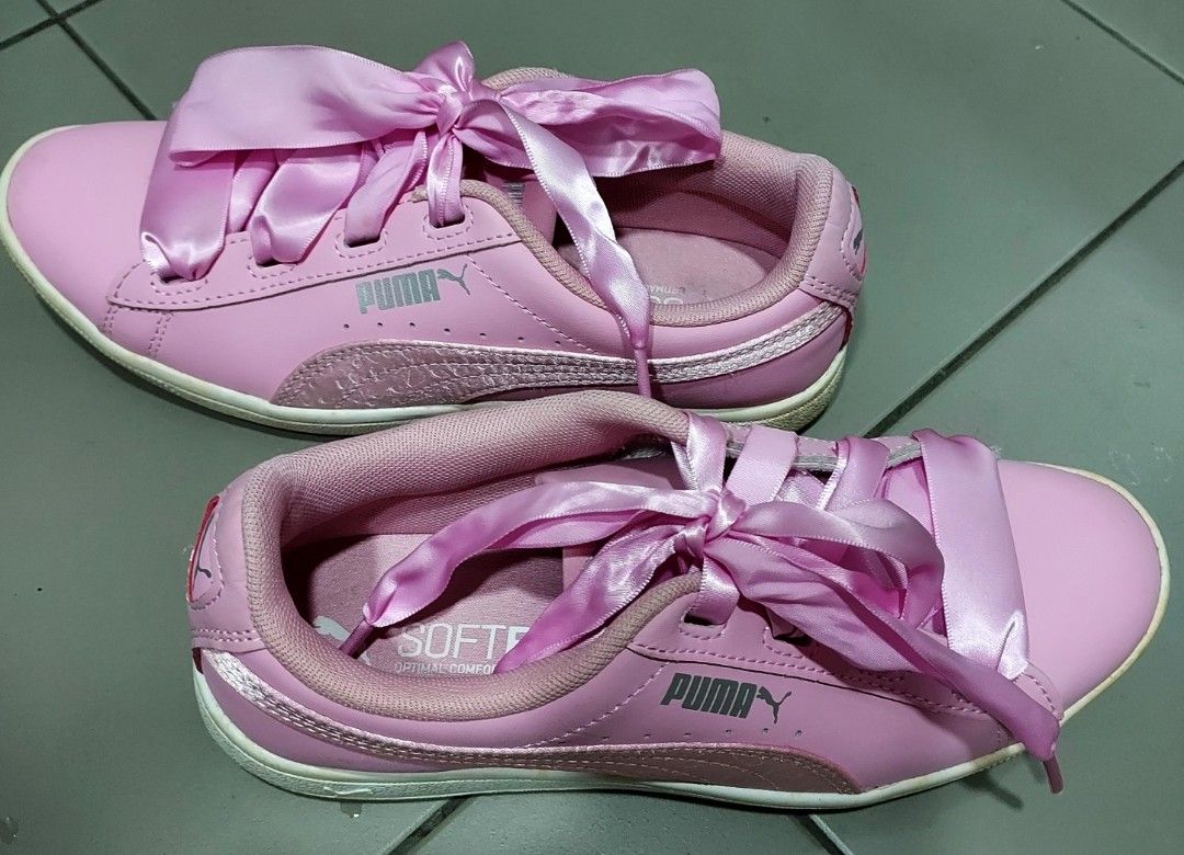 Puma ribbon hotsell shoes pink