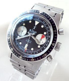 Rare Vintage LE JOUR Triton CHRONOGRAPH Pingouin Watch with Rotating Bezel