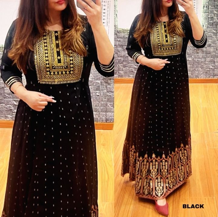 [Ready Stock Brand New] Rayon Partywear One-piece Full Flared Anarkali Gown  [Indian Dresses]
