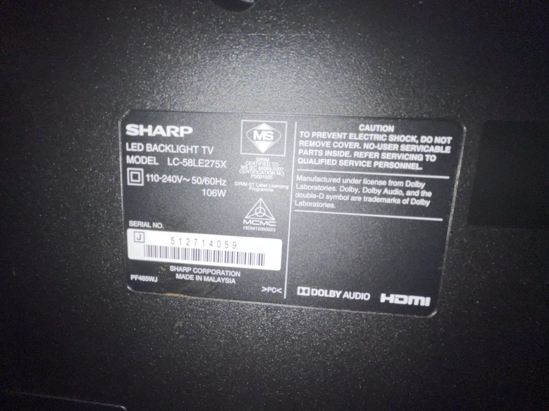 Sharp Aquos 55 Inch, TV & Home Appliances, TV & Entertainment, TV on