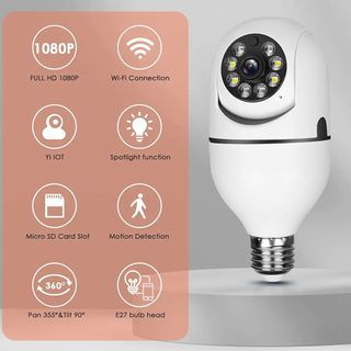 Smart WiFi Bulb Camera 1080 Indoor CCTV Camera Full HD with Microphone and Loudspeaker