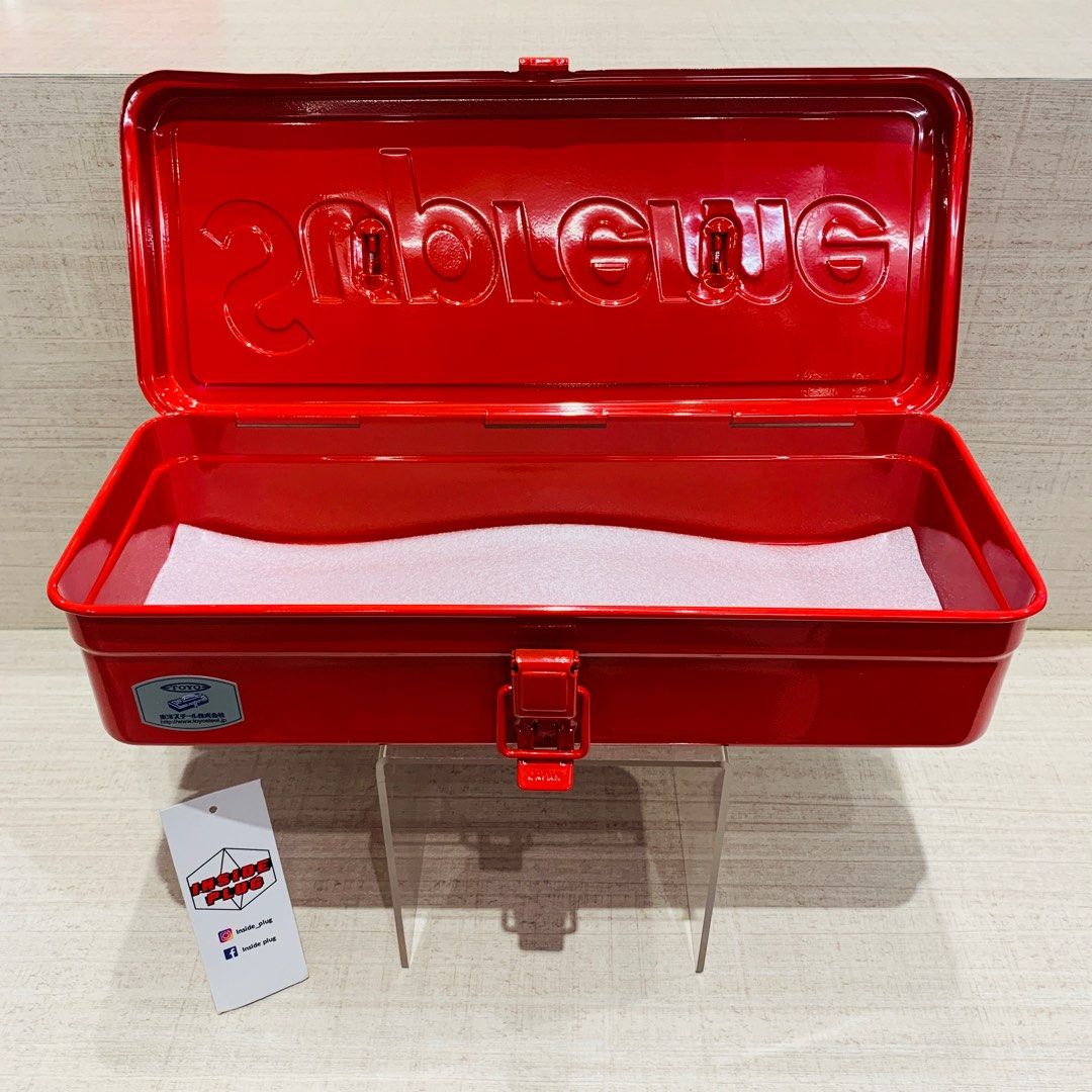 Supreme TOYO steel Toolbox (Category: Storage Boxes & Baskets) located in Quezon City. Submitted by inside_plug (Listing ID 1231341237, Image 2). Description: Supreme TOYO steel Toolbox - 10,000 For other available Supreme items, you can visit our Instagram page Inside_plug and visit our physical store Located on 2nd floor of Ayala Mall Vertis North AVA showroom (infront of watsons).