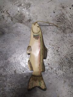 Vintage Hand Carved and Painted Wooden Hanging Fish