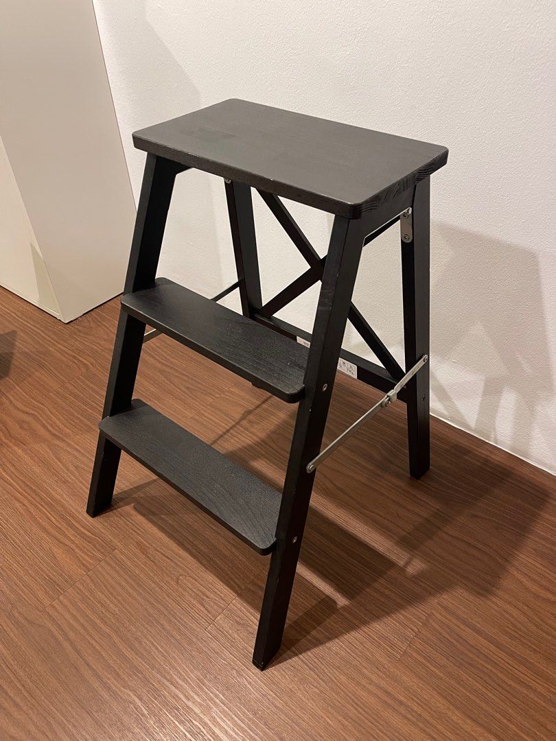 Wooden ladder 3 steps ikea, Furniture & Home Living, Home Improvement