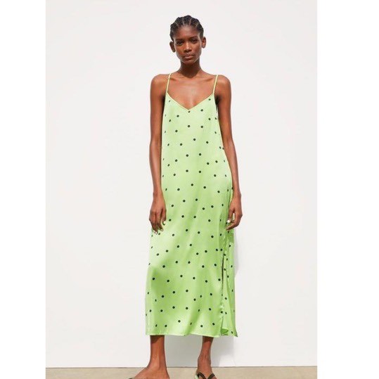Zara polka cheap dot green dress