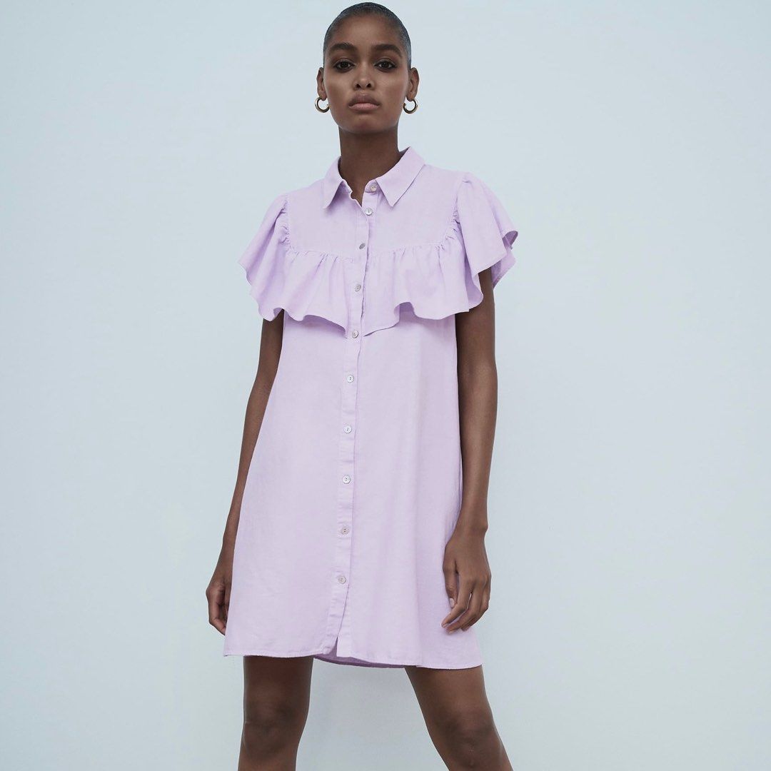 ZARA RUFFLED MINI DRESS Women s Fashion Dresses Sets Dresses