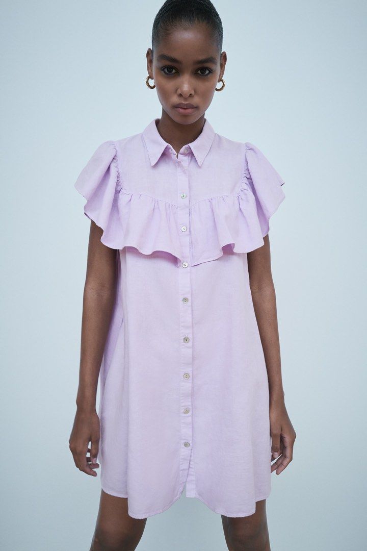ZARA RUFFLED MINI DRESS Women s Fashion Dresses Sets Dresses