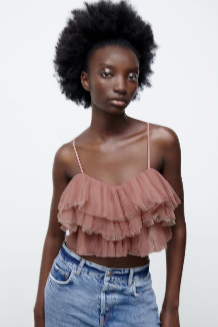 Ruffle tulle top outlet