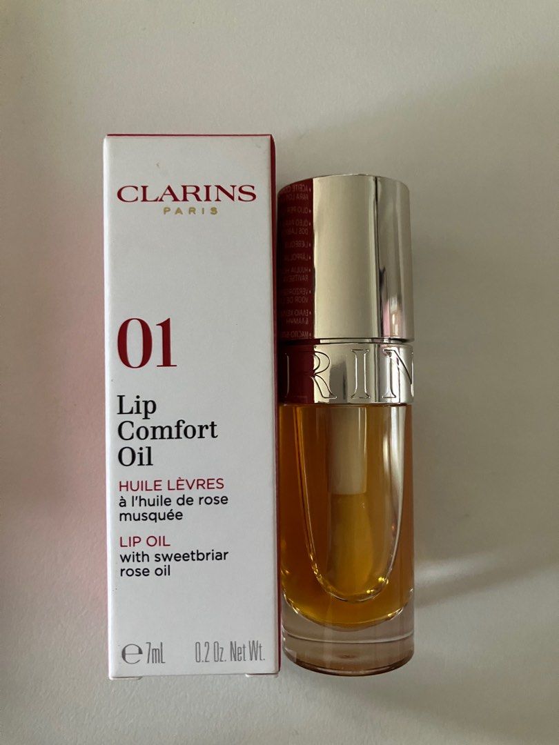 [01 Honey] Clarins Lip Comfort Oil, Beauty & Personal Care, Face, Face ...