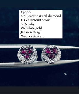 SALE! 18k Ruby Heart Diamond Earrings with certificate