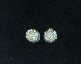 1 carat diamond solitaire earrings in platinum 900 setting