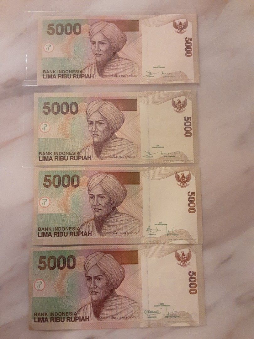 2001 Indonesia 5000 Rupiah with continuous nice numbers, Hobbies & Toys ...