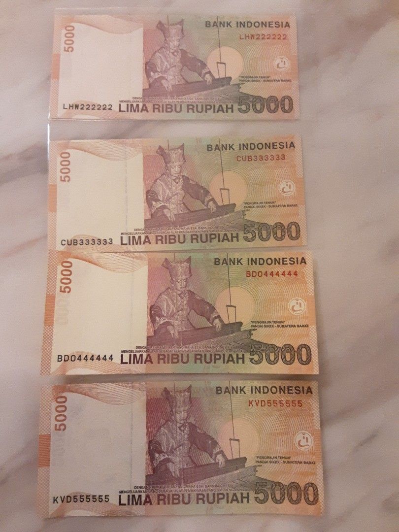 2001 Indonesia 5000 Rupiah with continuous nice numbers, Hobbies & Toys ...