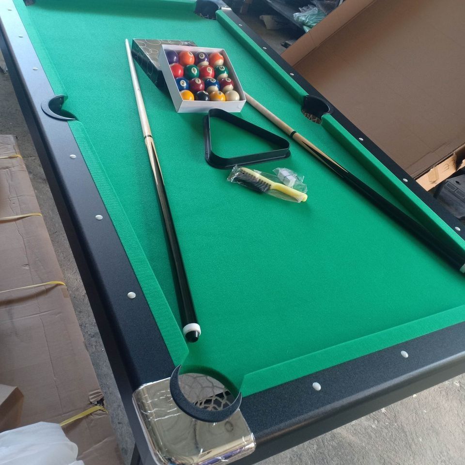 3x6ft. imported foldable billiard table (metal feet) (Category: Billiards and Bowling) located in San Pablo. Submitted by ablpsports (Listing ID 1231491161, Image 3). Description: 3x6ft imported foldable billiard table specs: metal leg foldable imported mdf bedding brand new Inclusions -2 billiard cue stick -1 set 2inch billiard ball set -1 plastic triangle -1 brush - 2 billiard chalk 👉 Look for Ms. ELLA CORAL 😇 For more information & inquiries