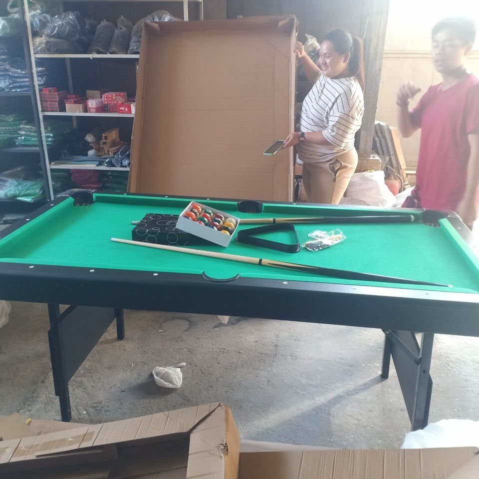 3x6ft. imported foldable billiard table (metal feet) (Category: Billiards and Bowling) located in San Pablo. Submitted by ablpsports (Listing ID 1231491161, Image 2). Description: 3x6ft imported foldable billiard table specs: metal leg foldable imported mdf bedding brand new Inclusions -2 billiard cue stick -1 set 2inch billiard ball set -1 plastic triangle -1 brush - 2 billiard chalk 👉 Look for Ms. ELLA CORAL 😇 For more information & inquiries