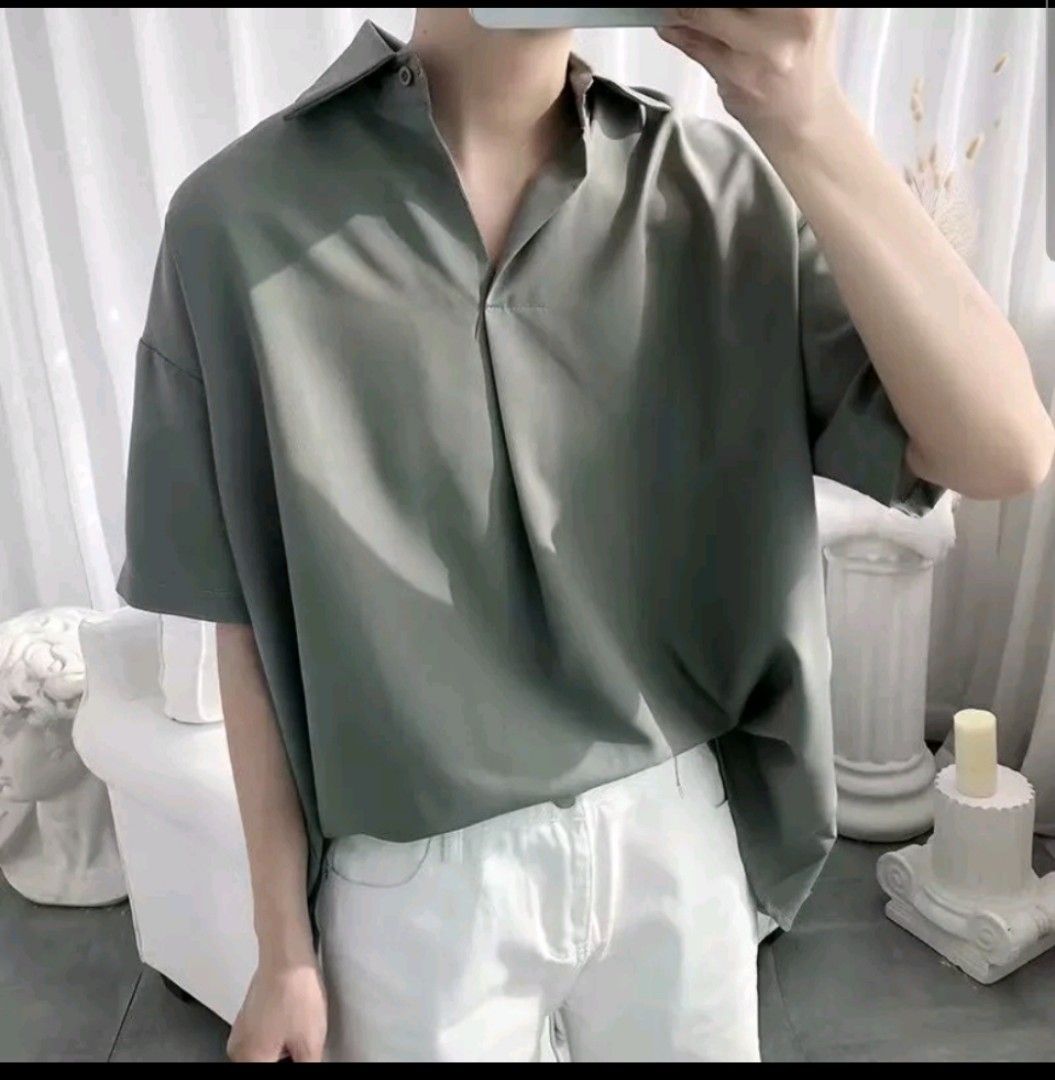 男襯衫韓版素面五分袖西裝短袖襯衫, 他的時尚, 上衣與西裝, T恤 Polo衫在