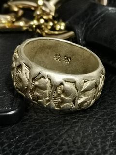 早期收藏 藏銀紋銀 戒指
