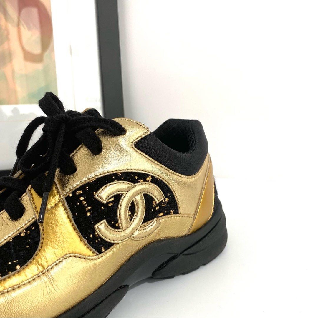 Chanel black hotsell and gold sneakers