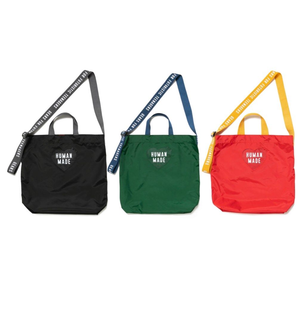 日本代購HUMAN MADE NYLON HEART 2-WAY TOTE 斜孭袋手挽袋, 男裝, 袋