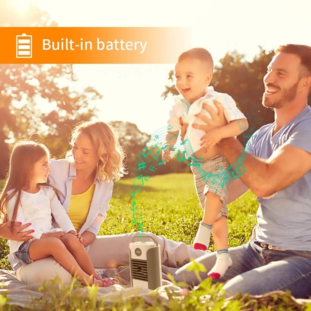Air Conditioner, Bluetooth Speaker FM 2000mAh Portable Evaporative air