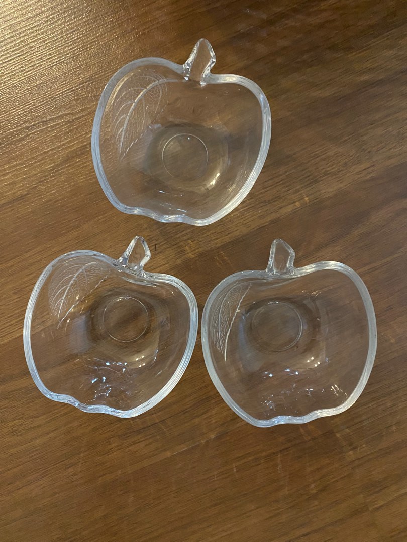 APPLE SHAPED GLASS BOWL, Furniture & Home Living, Home Decor, Vases & Decorative Bowls on Carousell