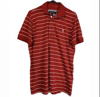Ben Sherman sz L red stripe mens shirts polo top short sleeve cotton casual golf