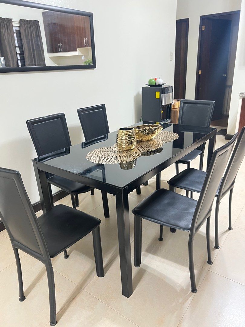 Black Dining Table Set 6seater on Carousell