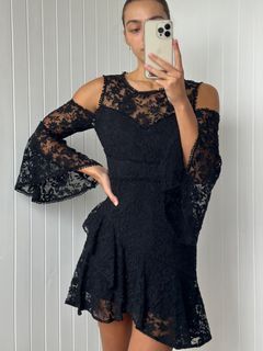 Black lace sleeve dress