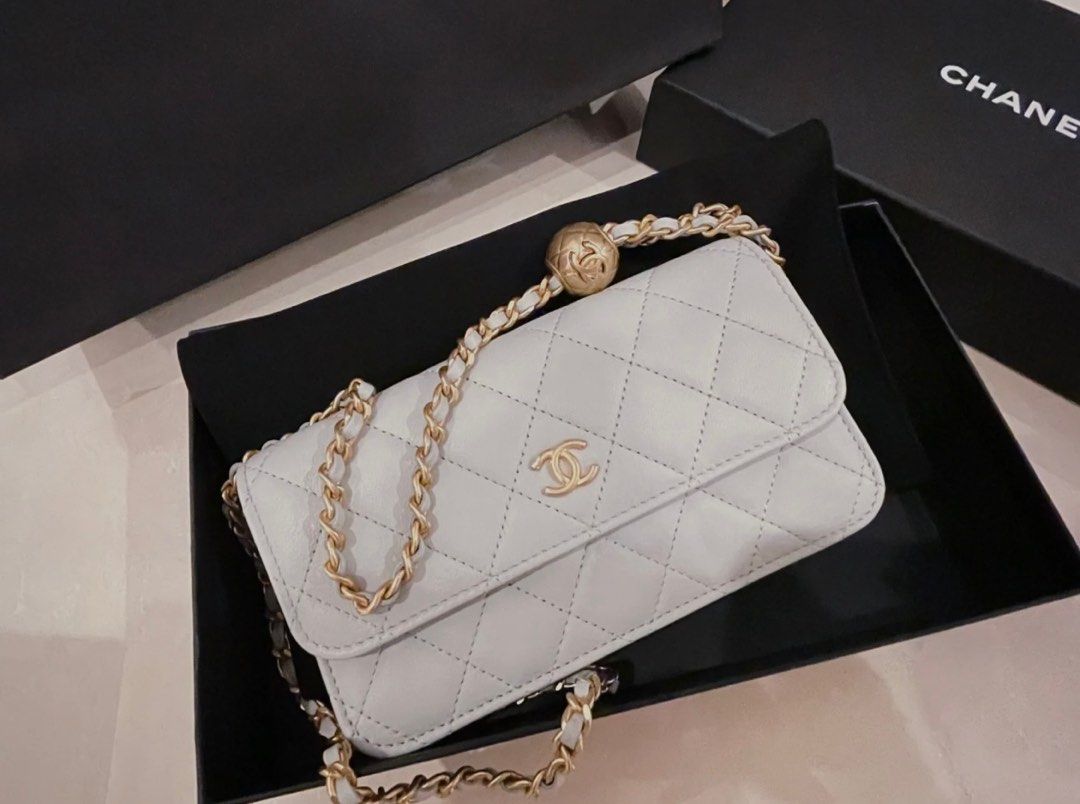BNIB Chanel 23C Pearl Crush Mini Flap Bag Phone Holder with Chain