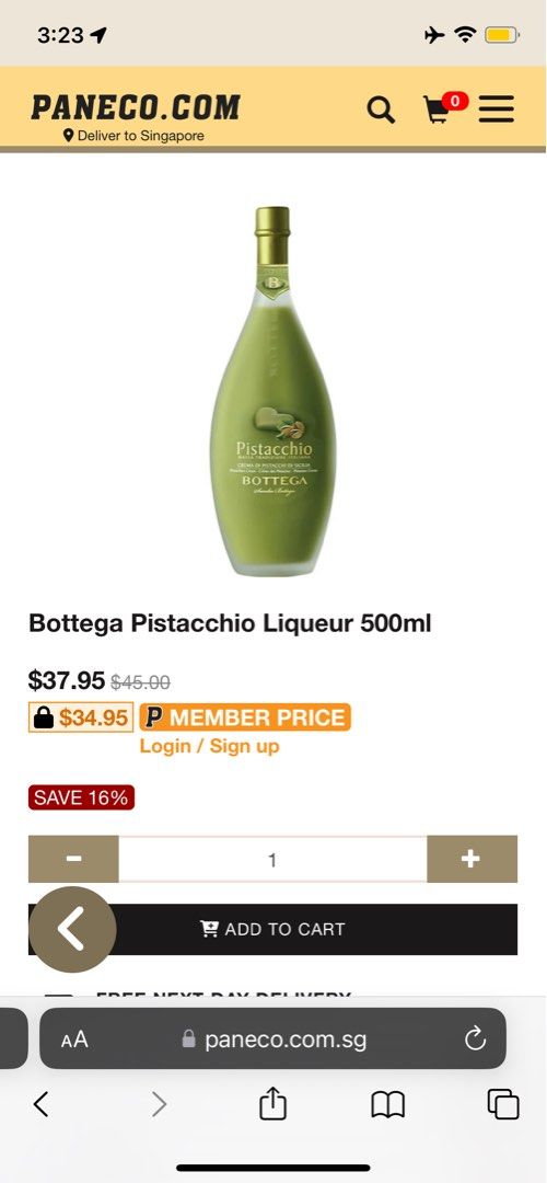 Bottega pistachio liqueur 500ml not Baileys cream chocolate whisky