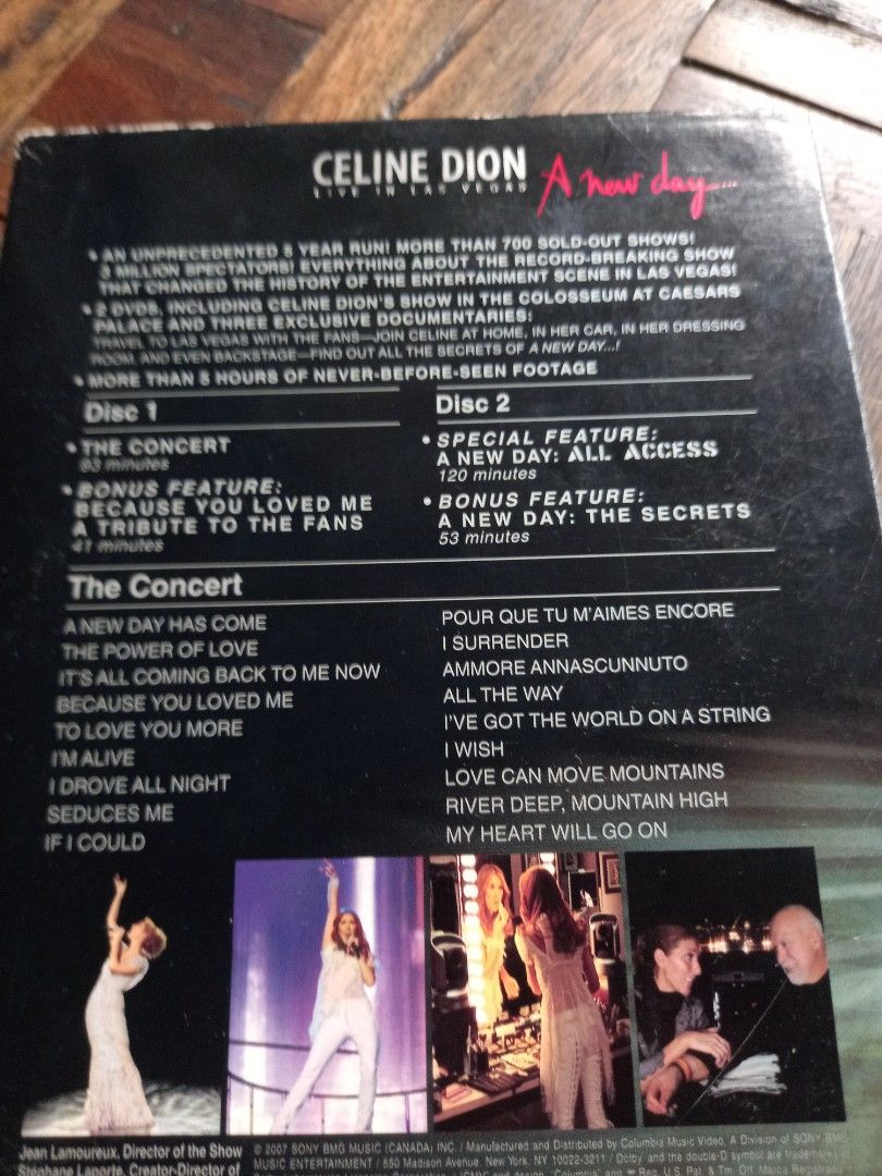 Celine dion live in las vegas (Category: Western Merchandise) located in Mandaluyong City. Submitted by bonzen21 (Listing ID 1231500422, Image 2). Description: collectors item for celine diom fans out there...a new day concert pm for more info.