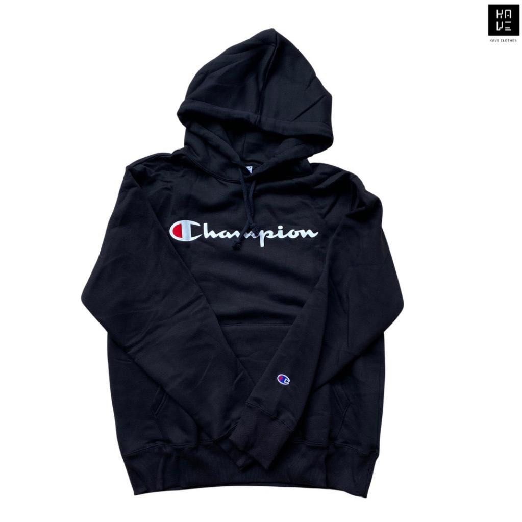 champion R/W script logo ribline hoodie | www.stylos.com.br