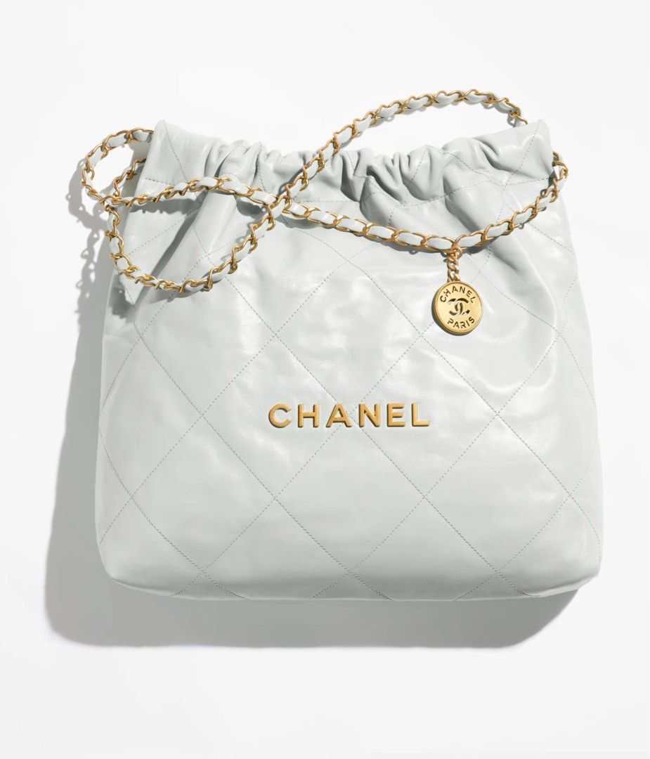 CHANEL, Bags, Chanel 22 Handbag Shiny Calfskin Goldtone Metal Black