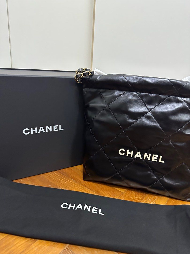 Auth BNIB Chanel 22 Mini Bag Black Hobo Tote Shopping Bag 23S