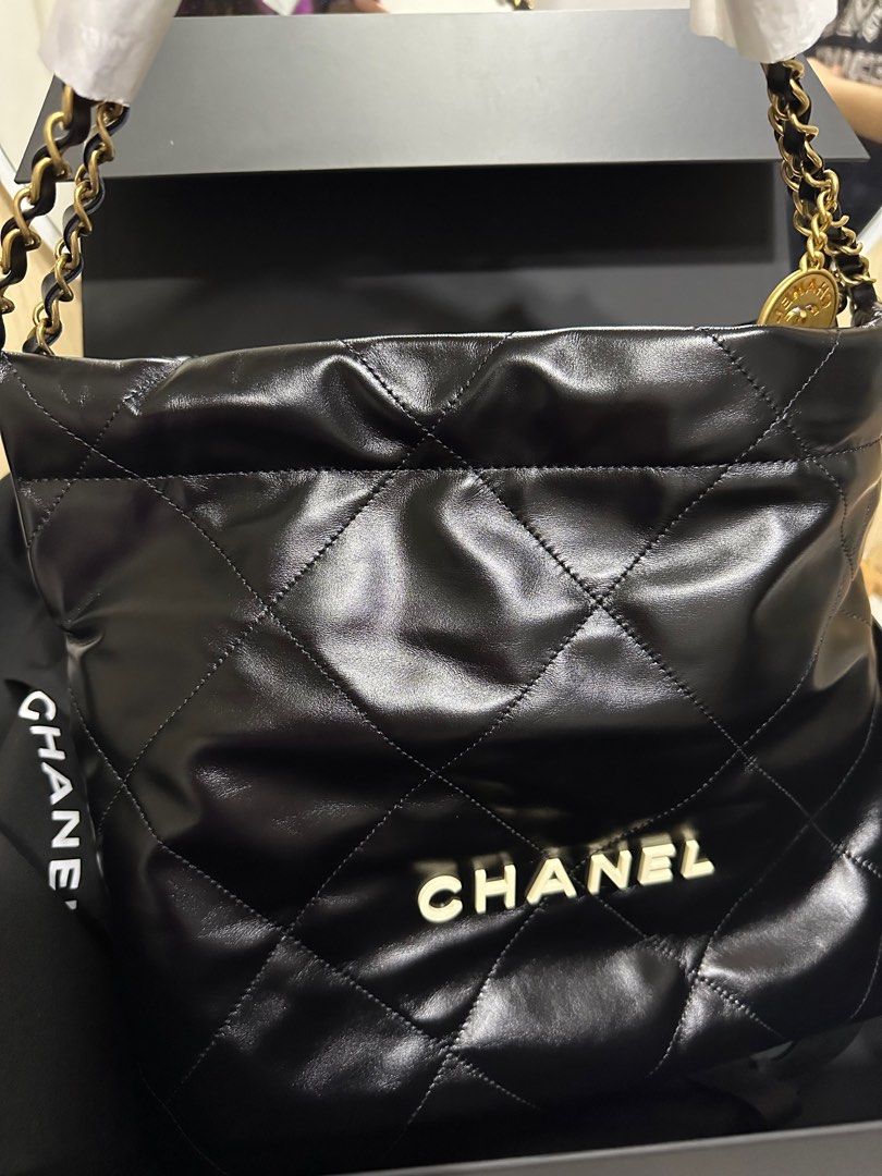 White chanel bag with black logo sale