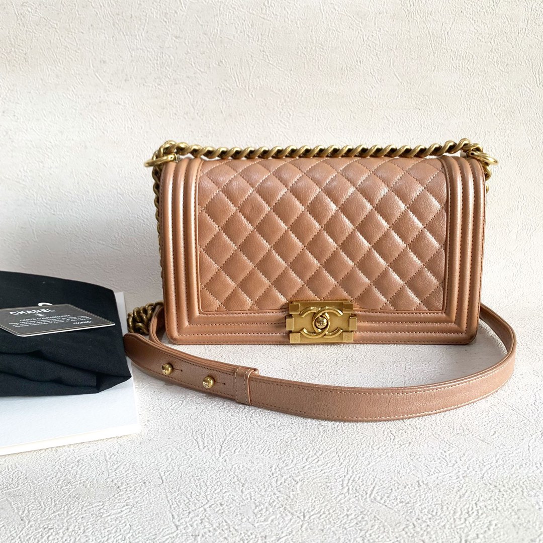 Chanel boy rose gold sale