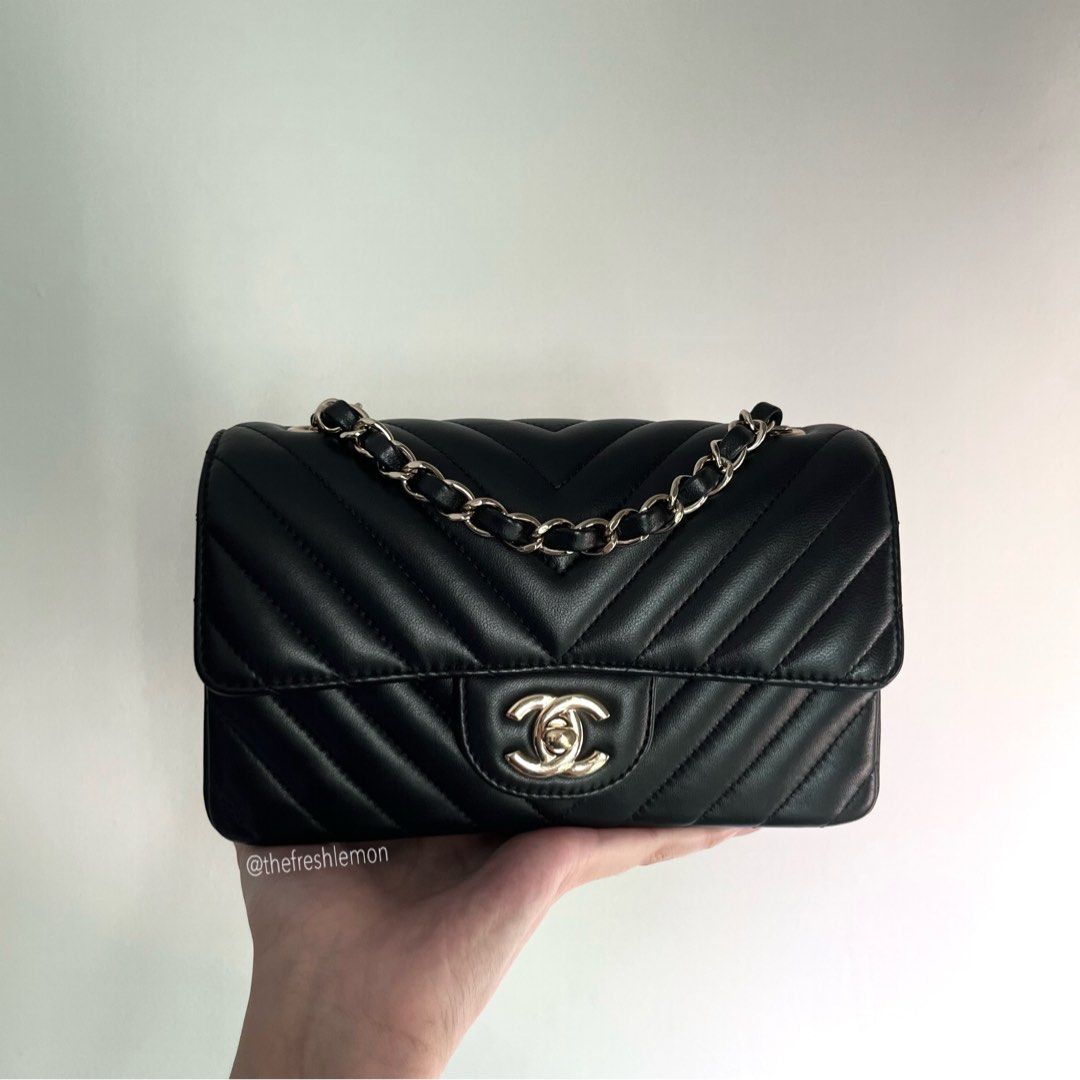 Chanel Classic Rectangular Mini Flap Bag in Black Lambskin LGHW, Luxury,  Bags & Wallets on Carousell