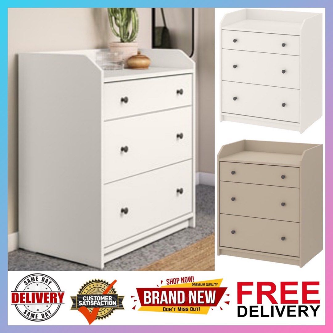 Chest Of Drawers Ikea HAUGA Chest of 3 drawers White HAUGA Chest