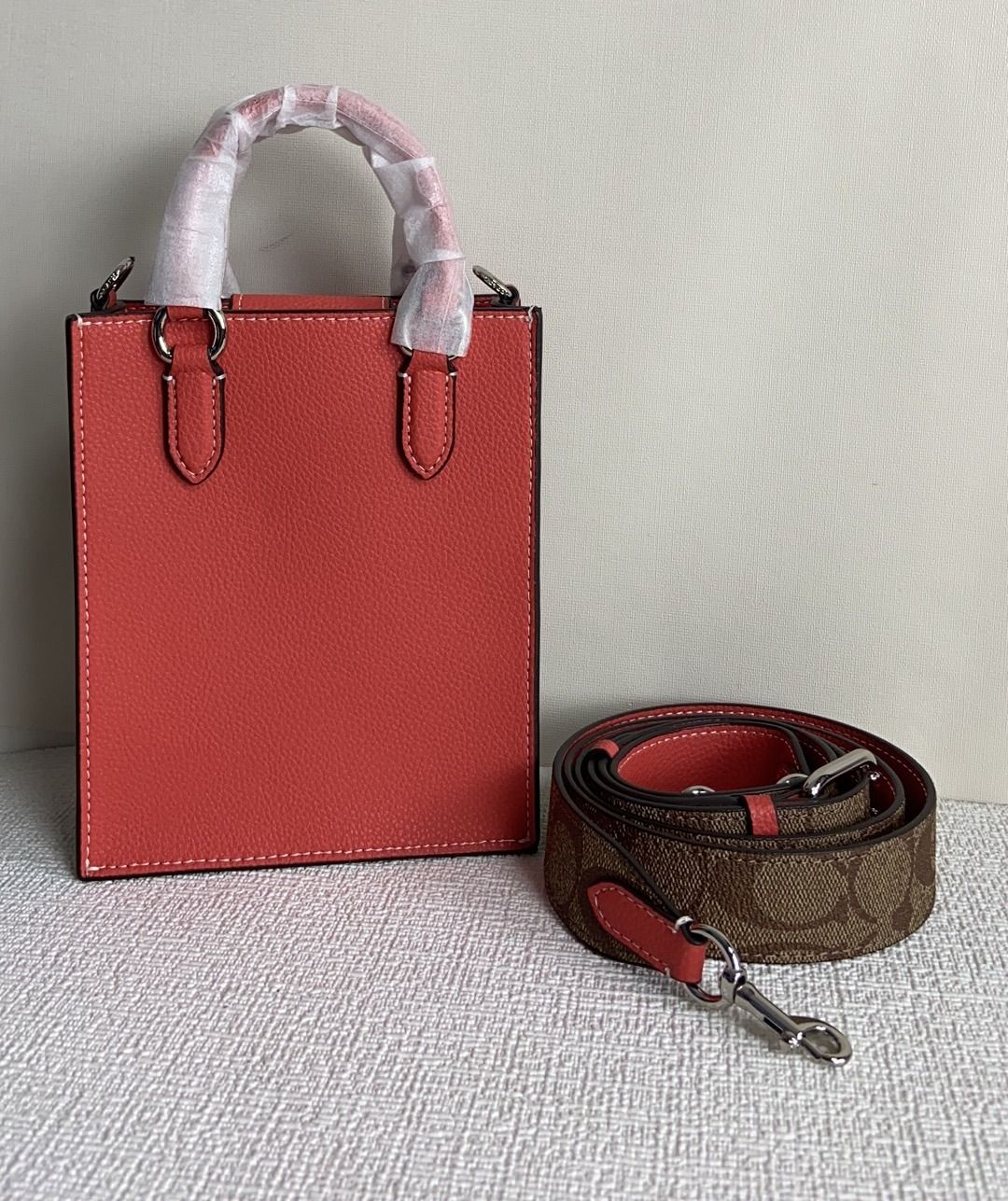 Red mini tote best sale bag