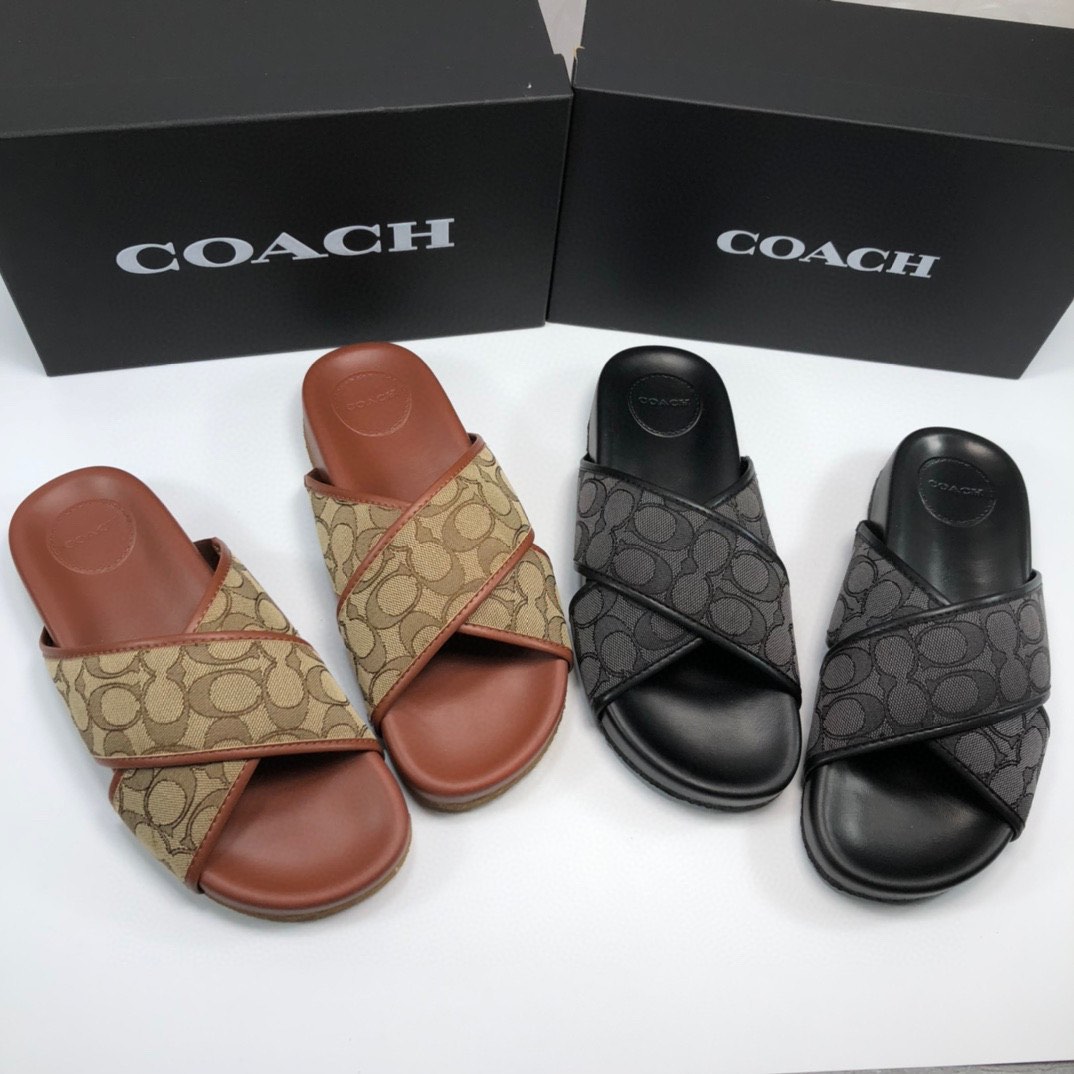 Coach canvas monogram slipper sandals shoes