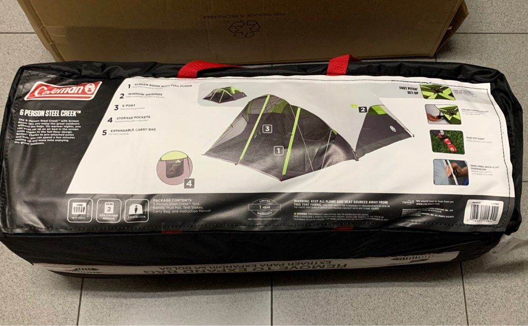 Coleman Steel Creek Fast Pitch Dome Tent with Screen Room, 6Person