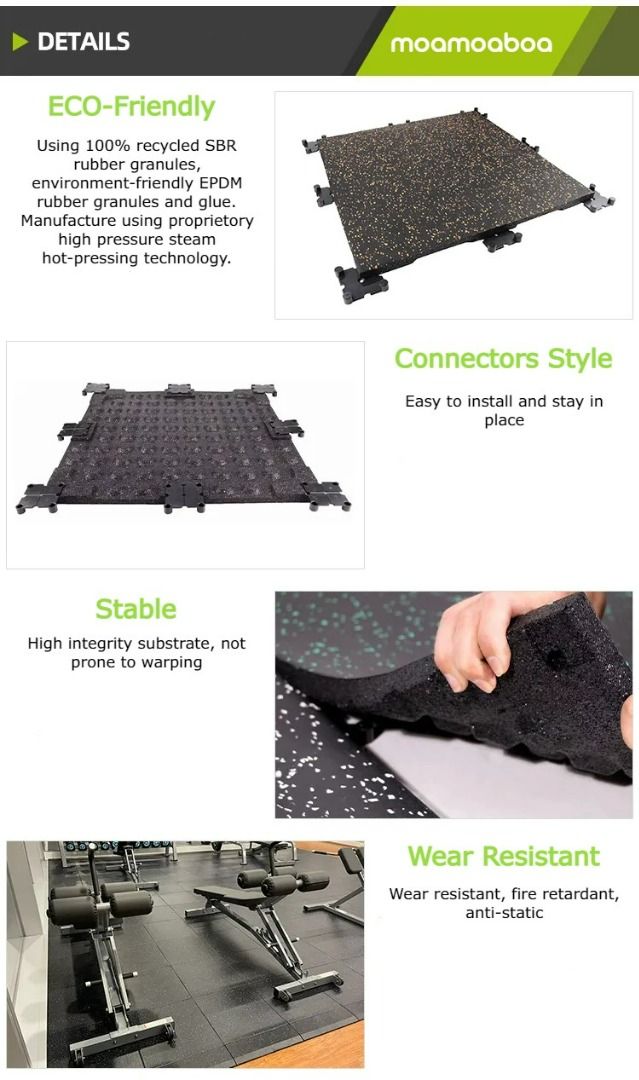 Commercial Grade Gym Flooring 1m by 1m 3cm Thick High Density Odourless