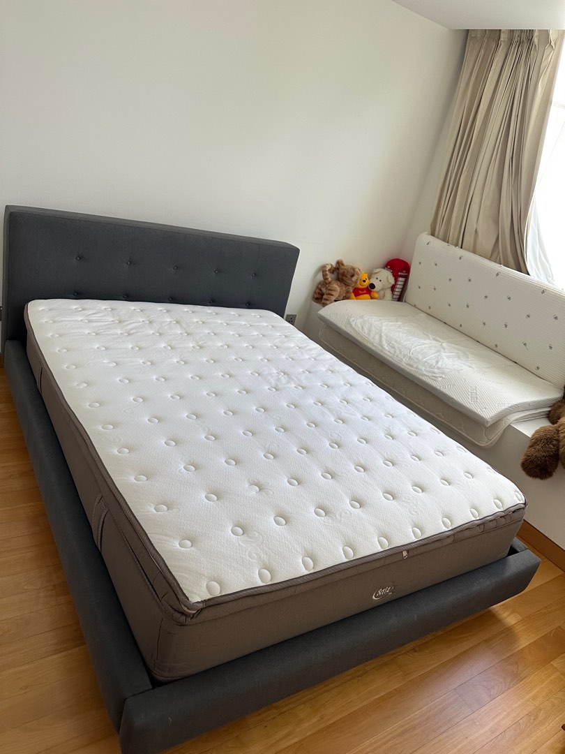 Crate and Barrel Queen size bed Frames and Mattress, Furniture & Home