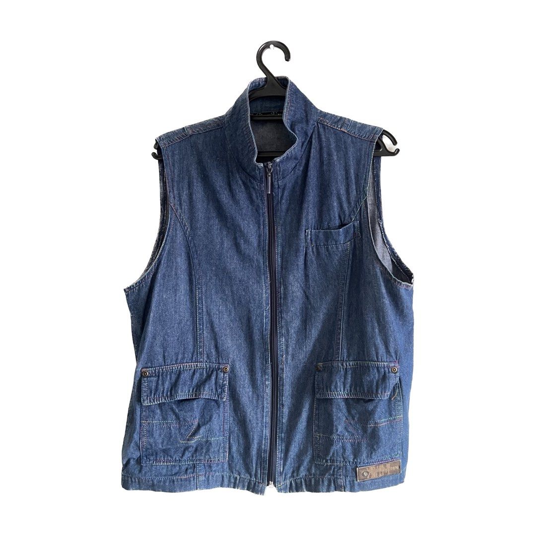 Dark Blue Denim Vest, Women's Fashion, Coats, Jackets and Outerwear on