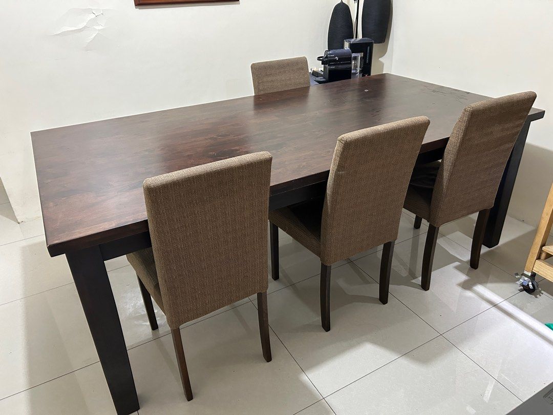 Dining Table set 8seater solid wood with 4 dining chairs on Carousell
