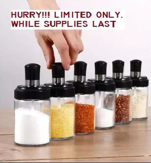 EJs Herbs and Spices Container with Spoon Airtight Salt Seasoning Pepper Storage Bottle Spice Jar